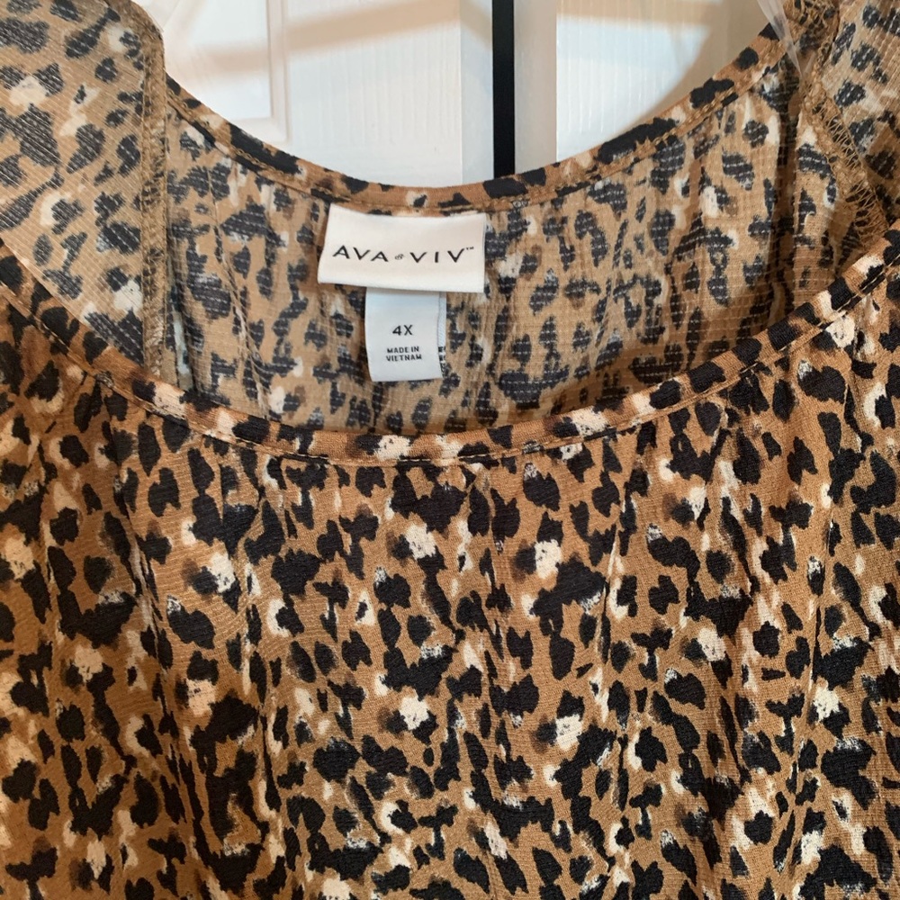 Semi-Off the Shoulder Leopard Blouse - Picture 4 of 5
